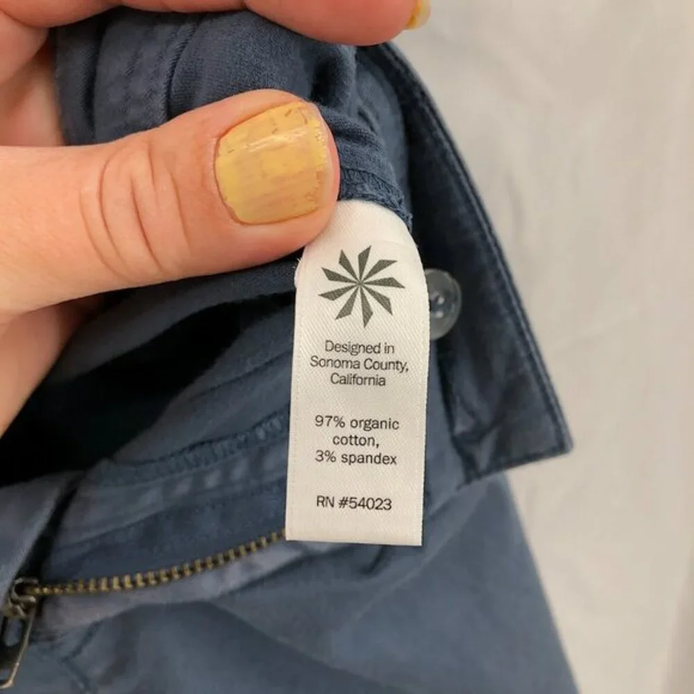 Athleta ankle zip cargo pants organic cotton blend blue outdoor hiking cropped 6